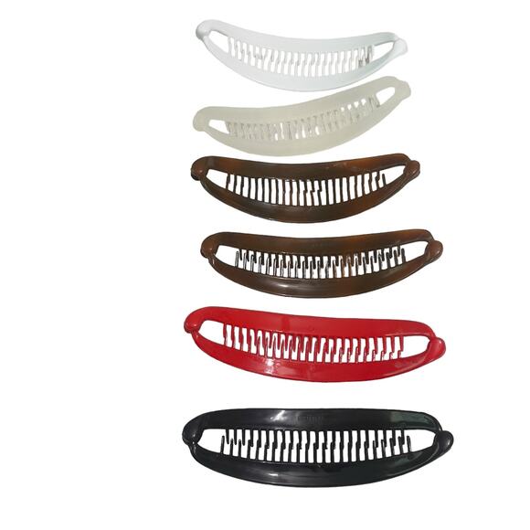 Scunci Ponytail Flat Banana Combs Hair Accessory Lot of 6 Assorted Colors - Picture 3 of 5